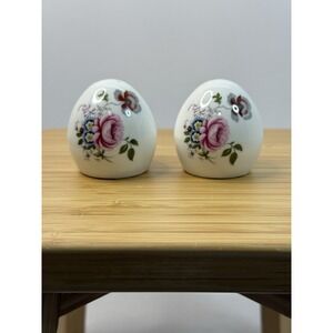Vintage Floral Egg Salt and Pepper Shakers Sandford‎ Fine Bone China England